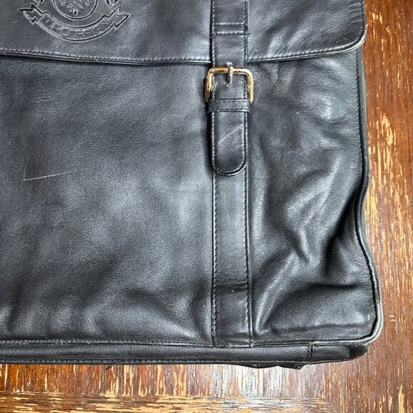 Vintage Eurodesign Black Leather Portfolio Bag With Shoulder Strap & Buckle Clos - Picture 8 of 12